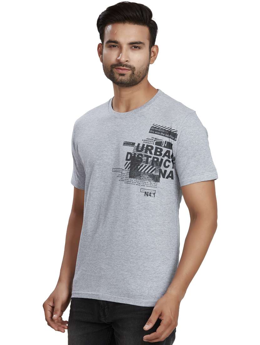 men round neck placement print t-shirt - 19689012 -  Standard Image - 1
