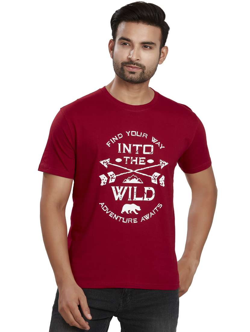 men printed round neck t-shirt - 19689015 -  Zoom Image - 0