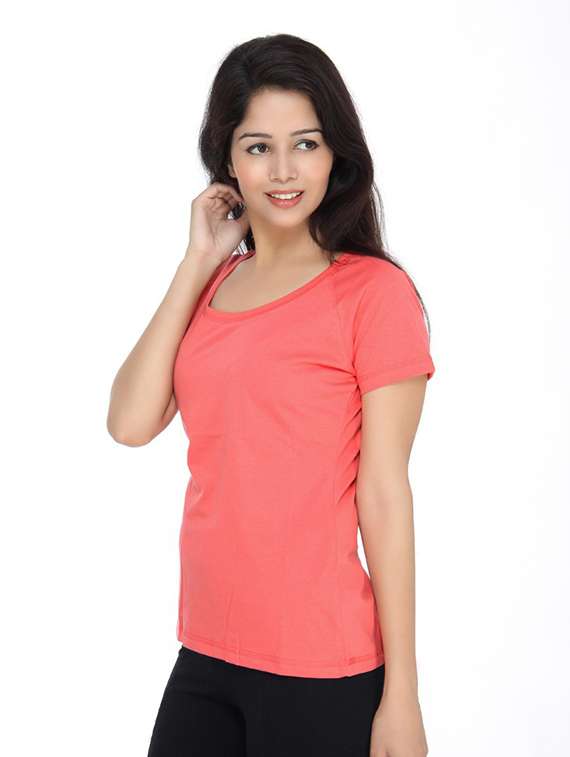 women's plain round neck t-shirt - 19689128 - Standard Image - 1