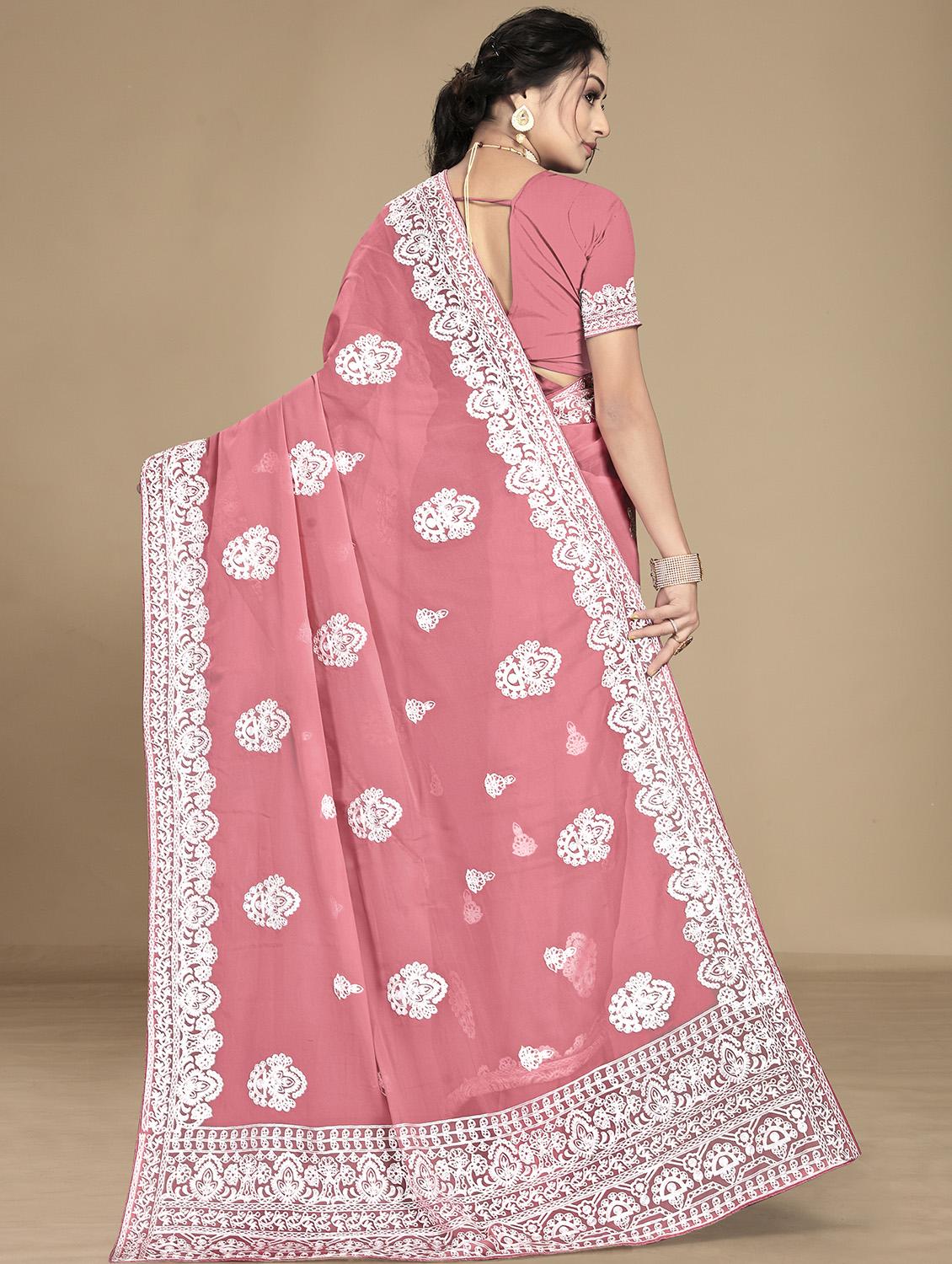 floral embroidered saree with blouse - 19690207 -  Standard Image - 1