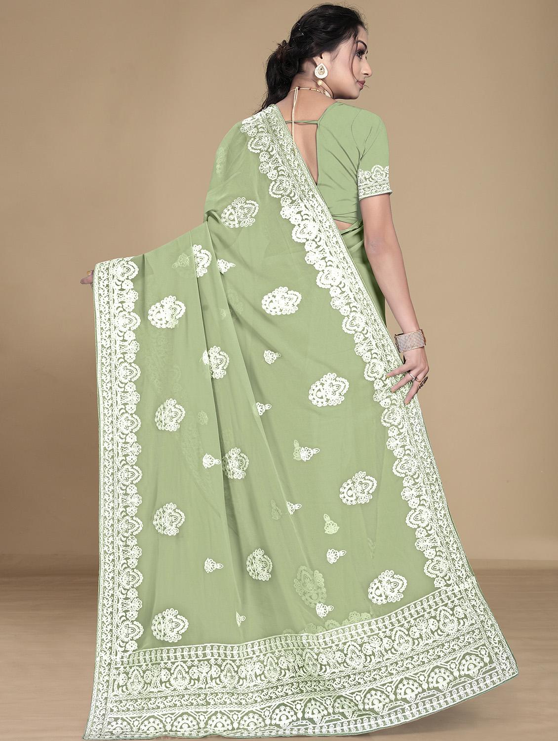 floral embroidered saree with blouse - 19690212 -  Standard Image - 1