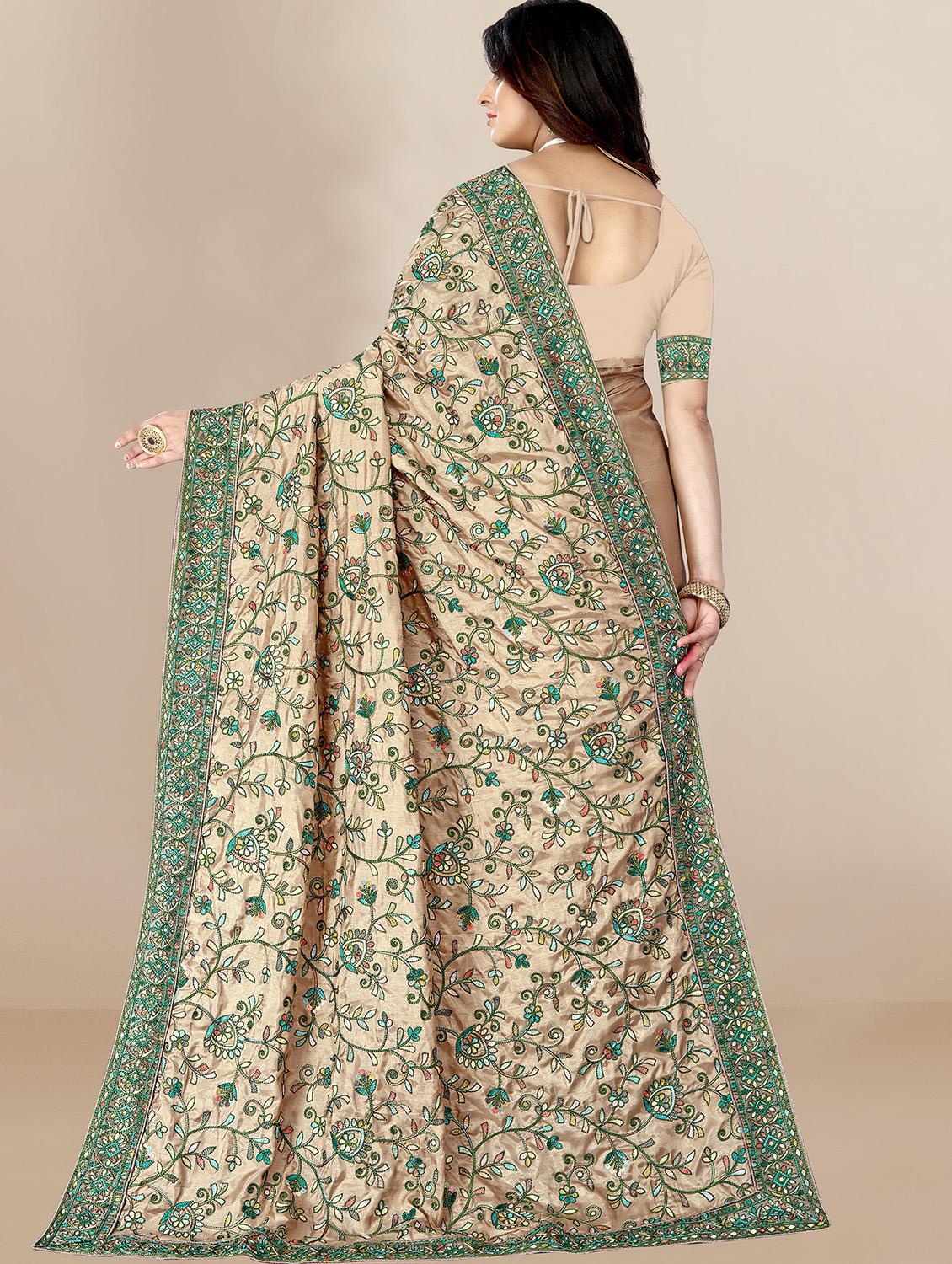 floral embroidered saree with blouse - 19690219 - Standard Image - 1