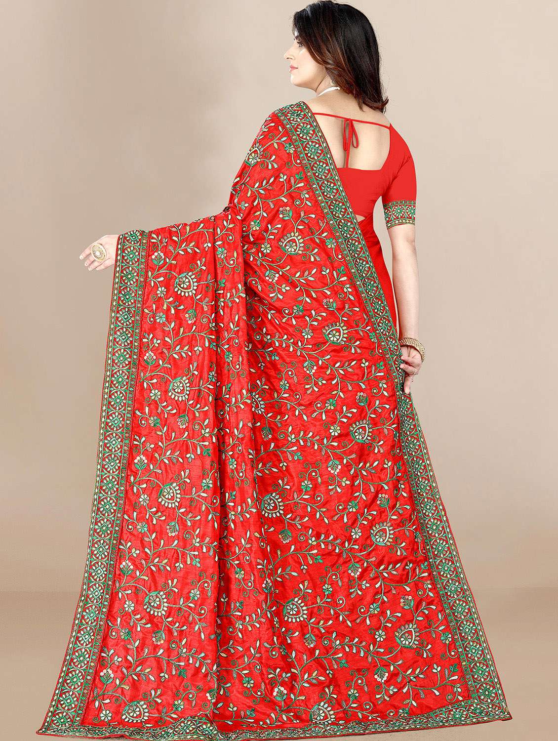 women's embroidered saree with blouse - 19690220 -  Standard Image - 1