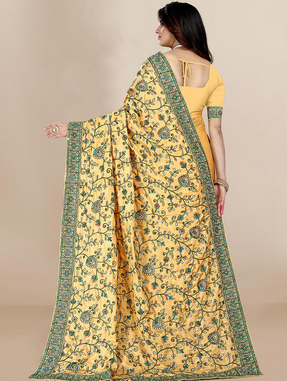 floral embroidered saree with blouse - 19690221 -  Standard Image - 1
