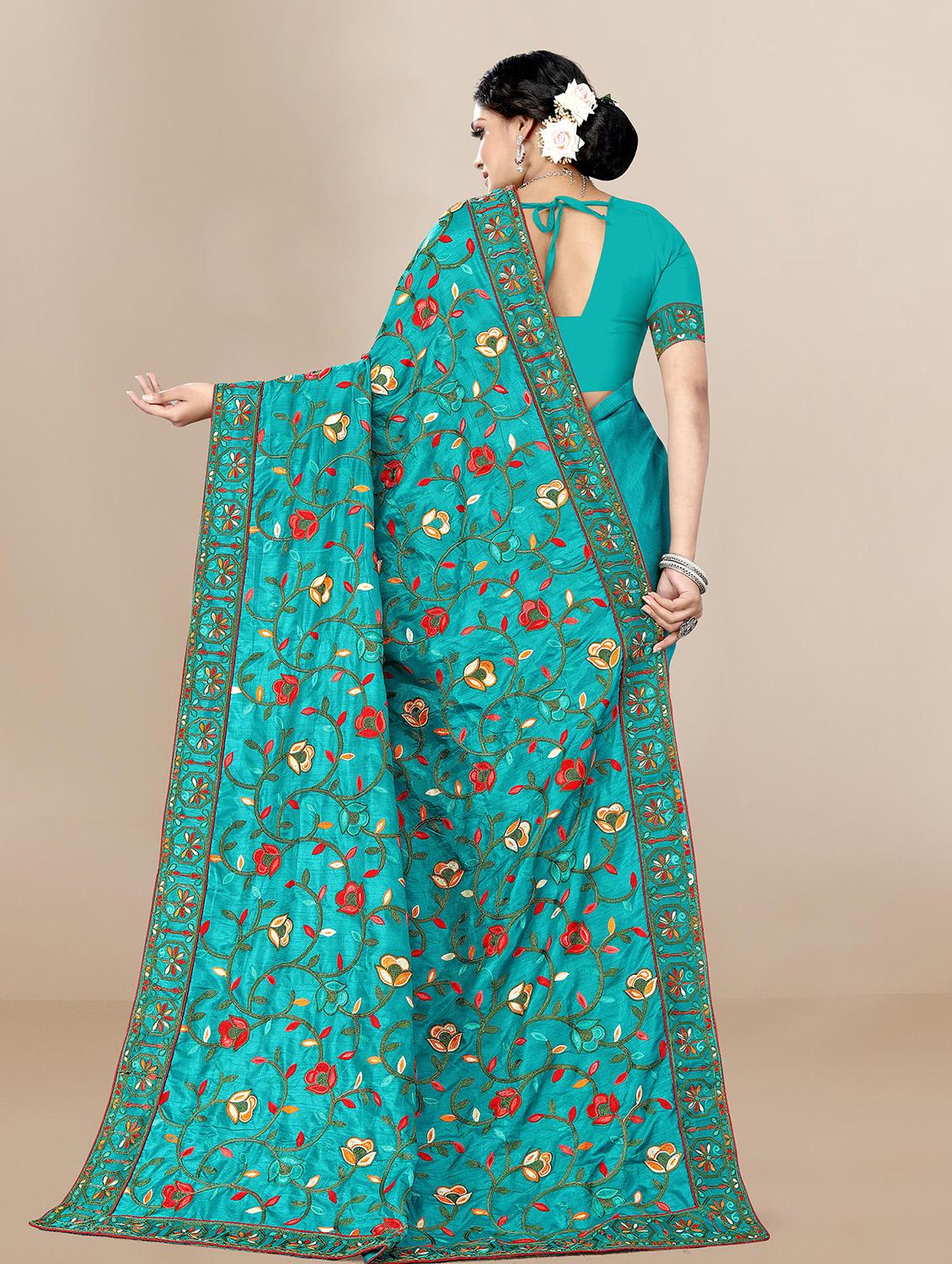 floral embroidered saree with blouse - 19690227 -  Standard Image - 1