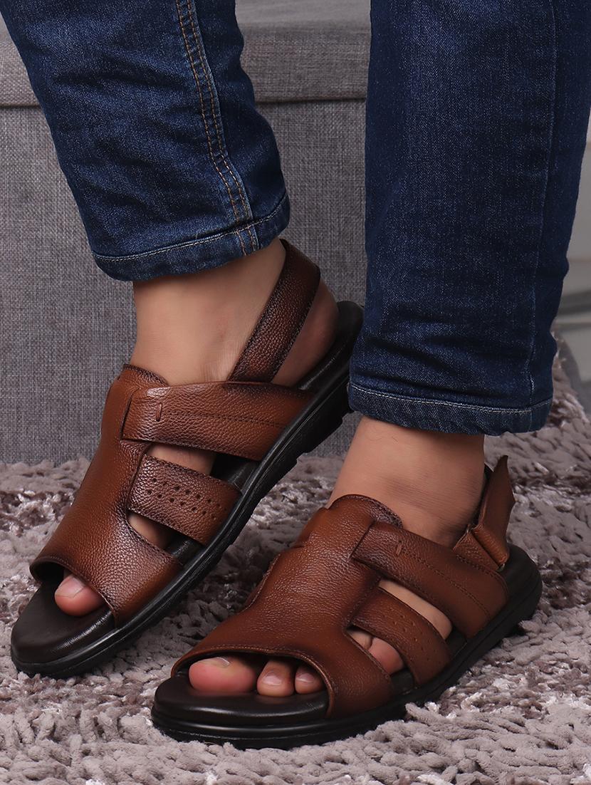 tan leather back strap sandals - 19690306 -  Standard Image - 1