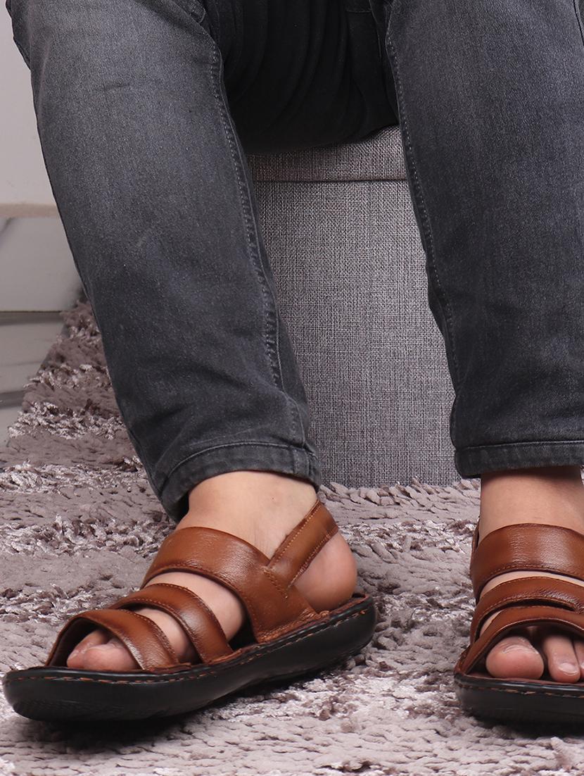 tan leather back strap sandals - 19690310 -  Standard Image - 1