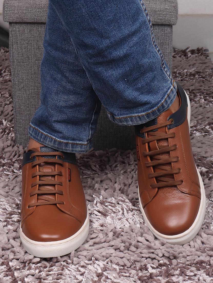 tan leather lace up sneakers - 19690326 -  Standard Image - 1
