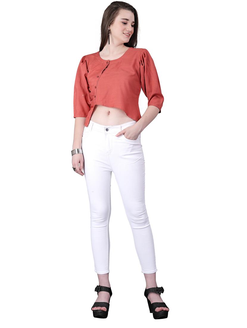 women's crop round neck top - 19690335 - Standard Image - 4
