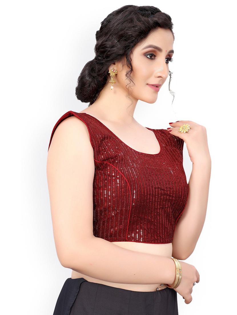red georgette regular blouse - 19690347 - Standard Image - 1