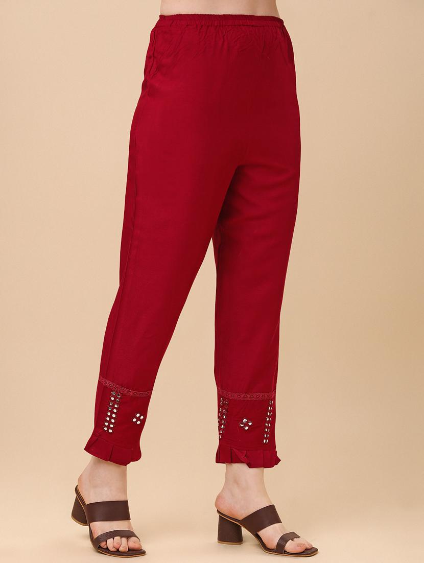 red self design embroidered suit set - 19690430 - Standard Image - 4