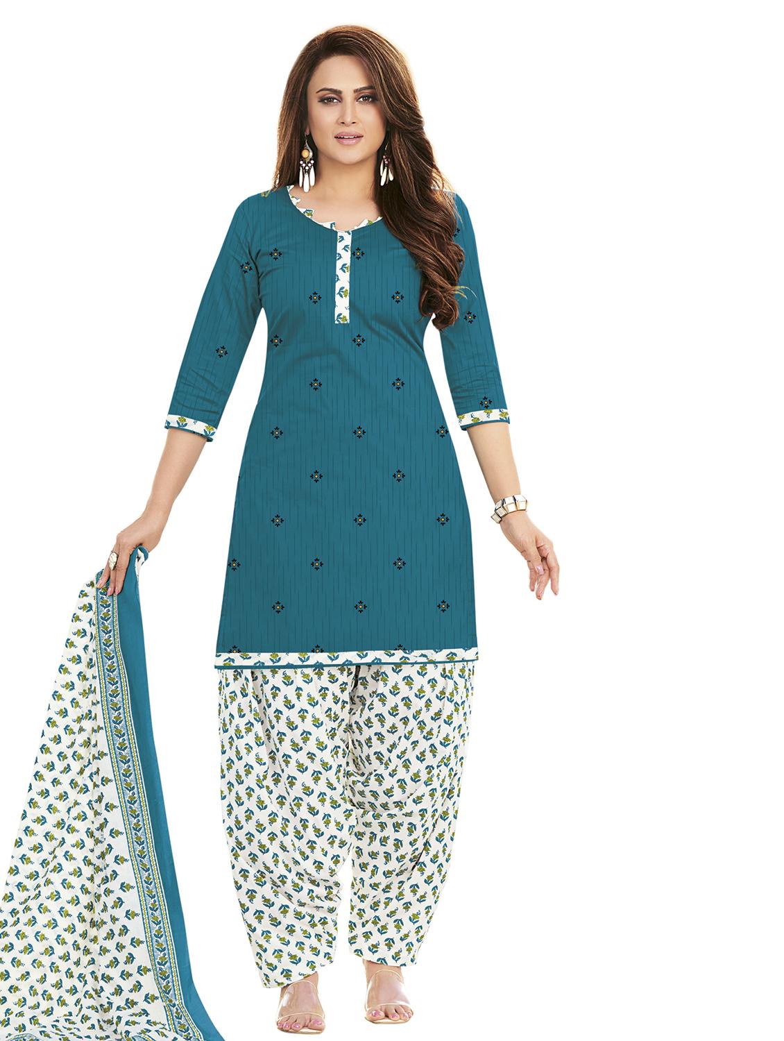 printed unstitched patiyala suit set - 19690754 -  Zoom Image - 0