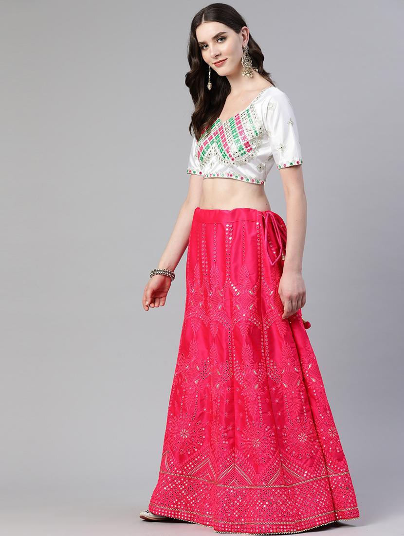 multi colored embroidered flared semi-stitched lehenga - 19690897 - Standard Image - 1
