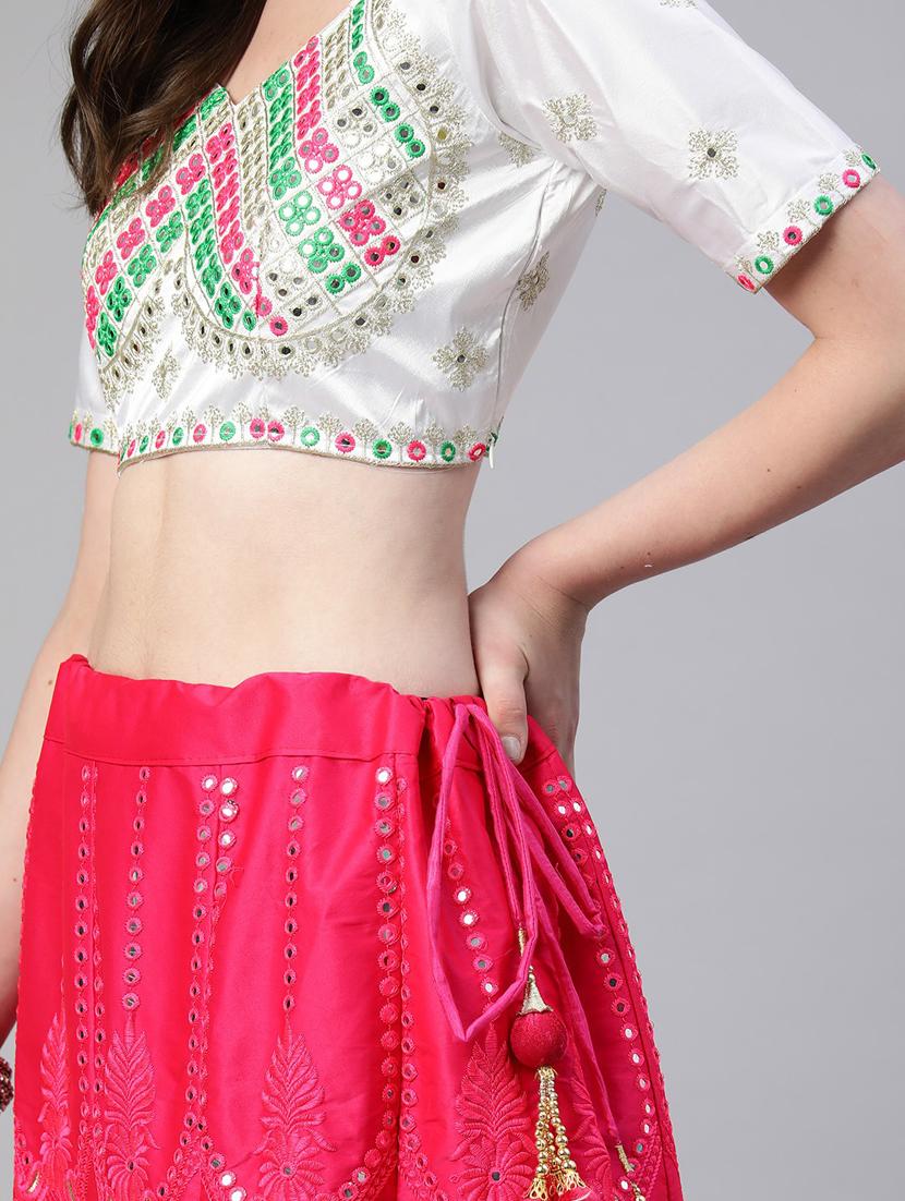 multi colored embroidered flared semi-stitched lehenga - 19690897 - Standard Image - 4