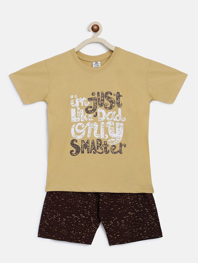beige printed shorts nightwear set - 19691035 - Zoom Image - 0