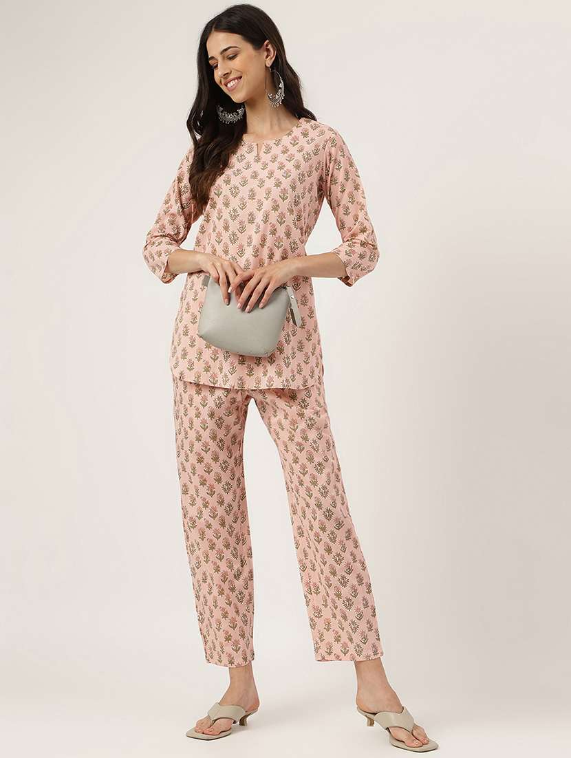 women printed full length night suit set - 19691369 - Standard Image - 1