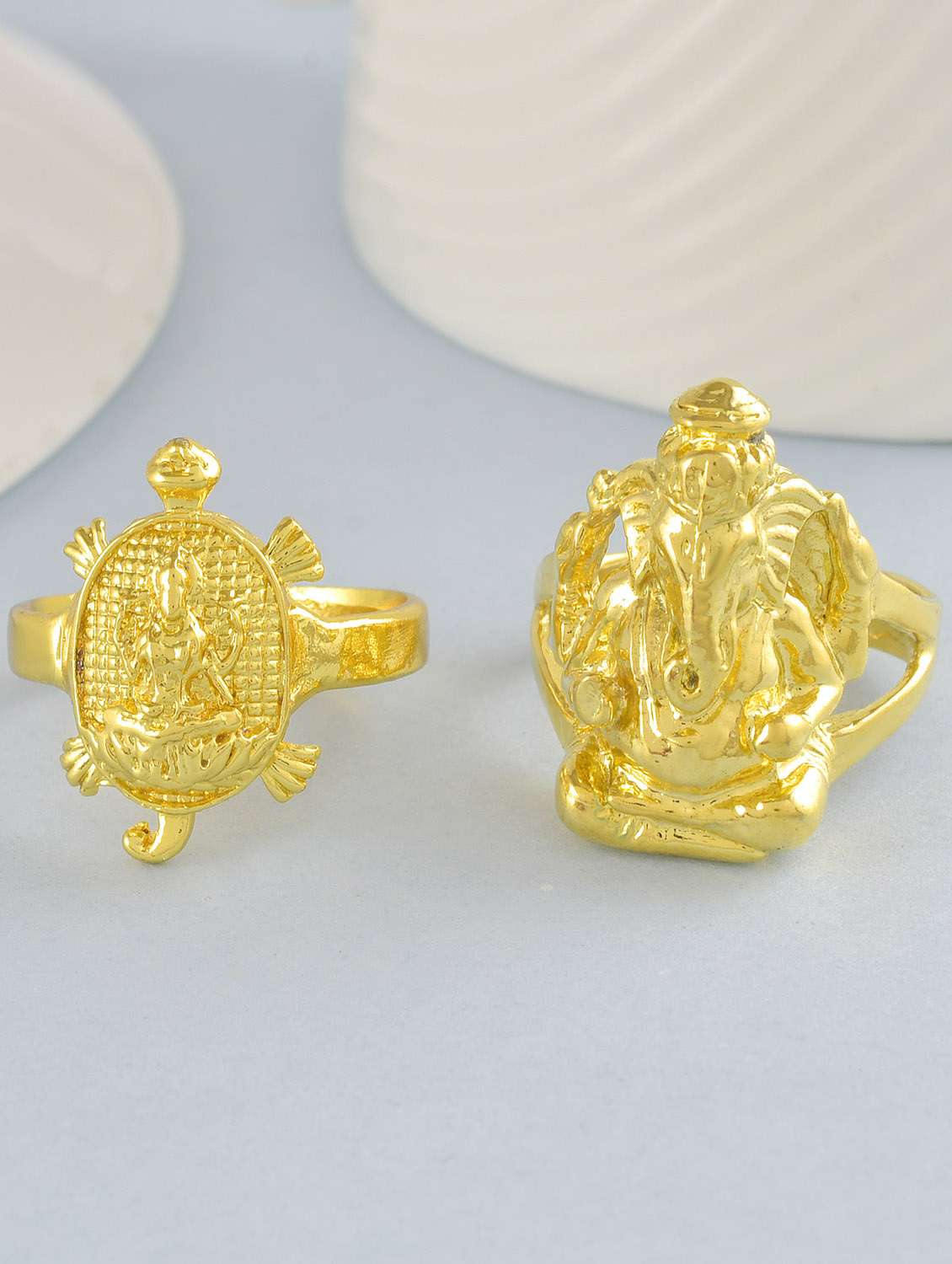 men gold plated finger ring set