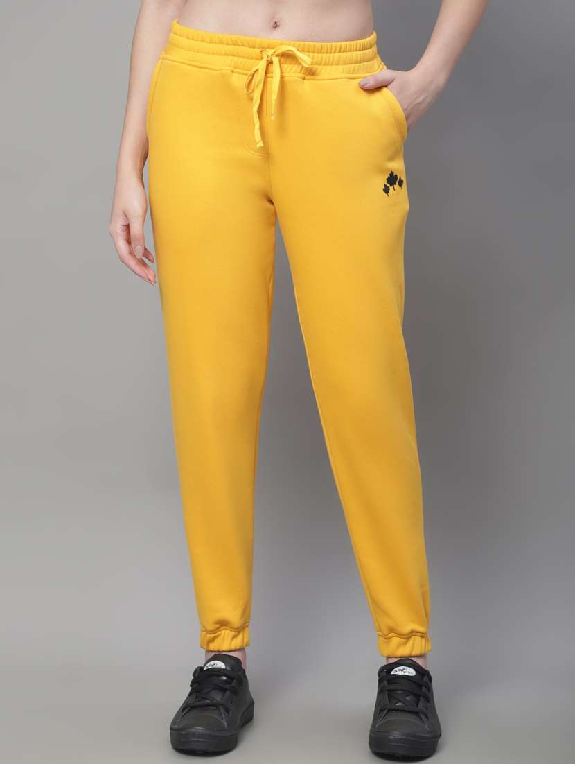 yellow cotton blend track pants