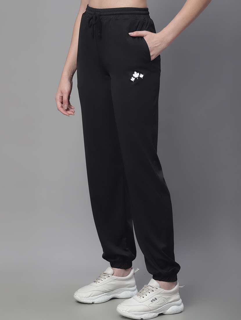 black cotton blend track pants - 19691542 -  Standard Image - 1