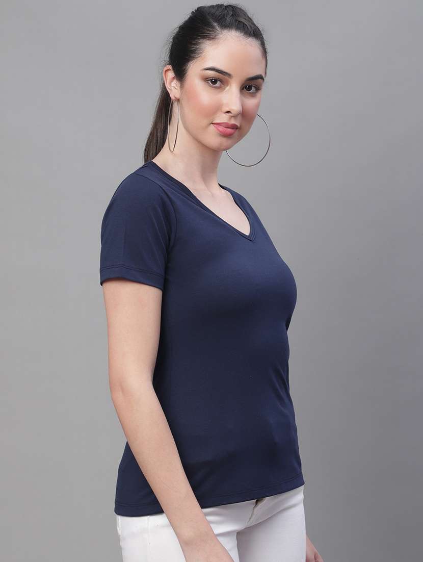 women's plain v neck t-shirt - 19691635 -  Standard Image - 1