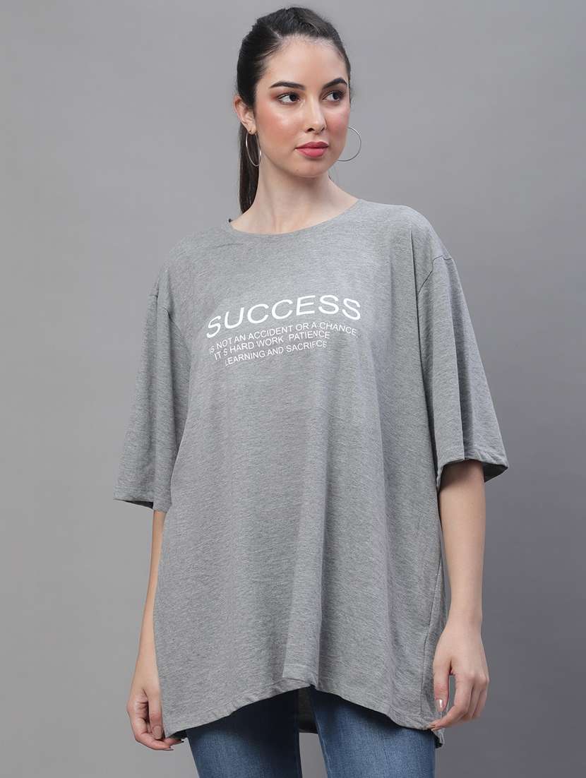 women's front print round neck t-shirt