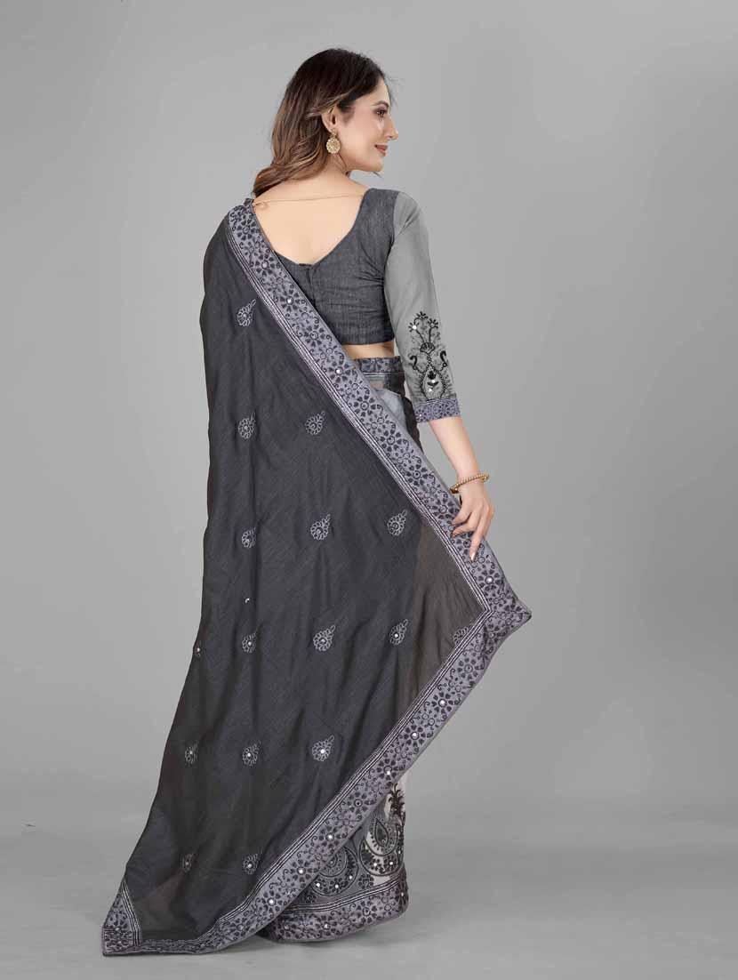 multi colored self design embroidered saree with blouse - 19693190 - Standard Image - 1