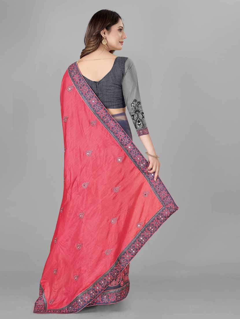 multi colored self design embroidered saree with blouse - 19693191 - Standard Image - 1