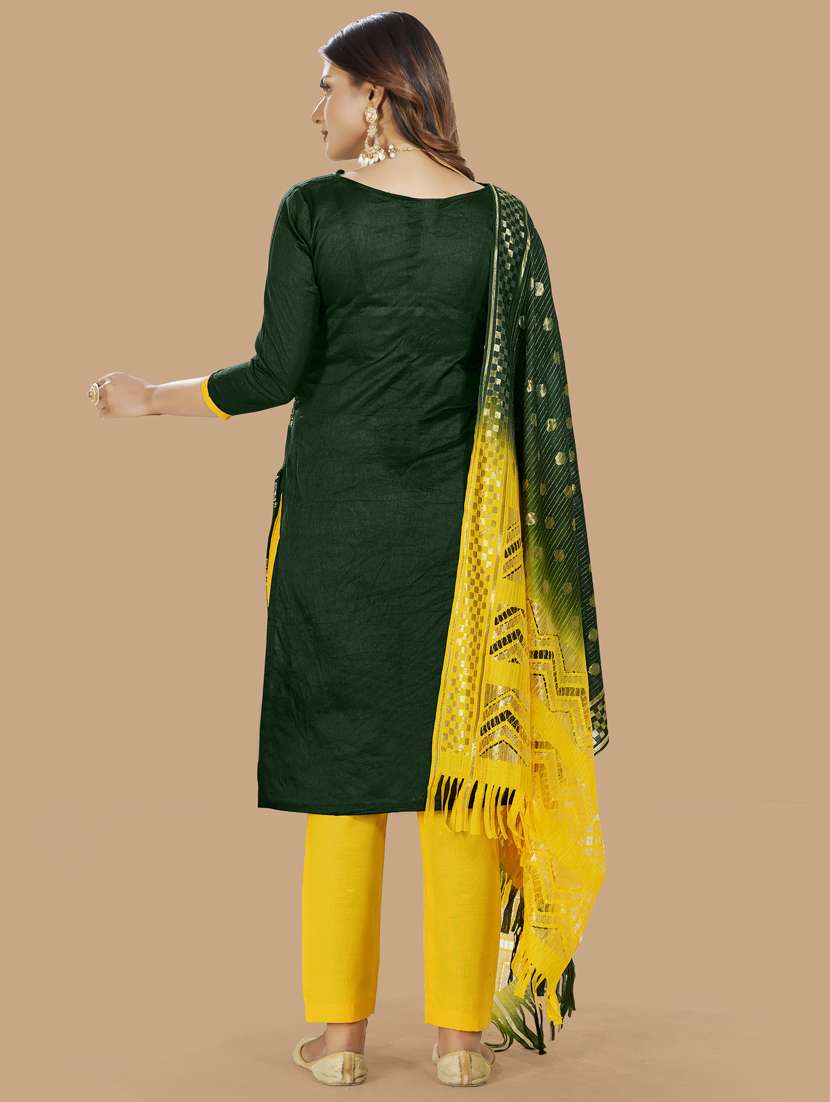green printed straight pant unstitched suit - 19693574 - Standard Image - 1