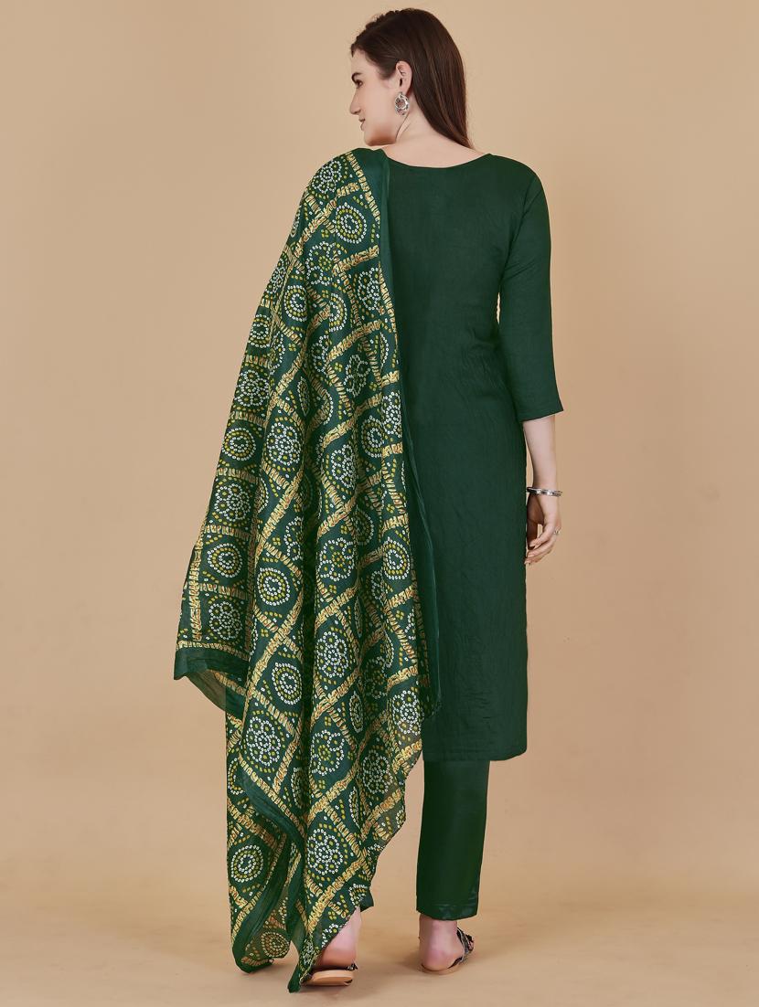 green printed straight pant unstitched suit - 19693592 - Standard Image - 1