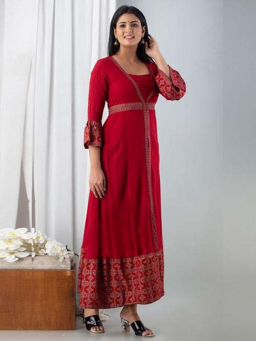 women printed front slit kurta - 19693690 - Standard Image - 0
