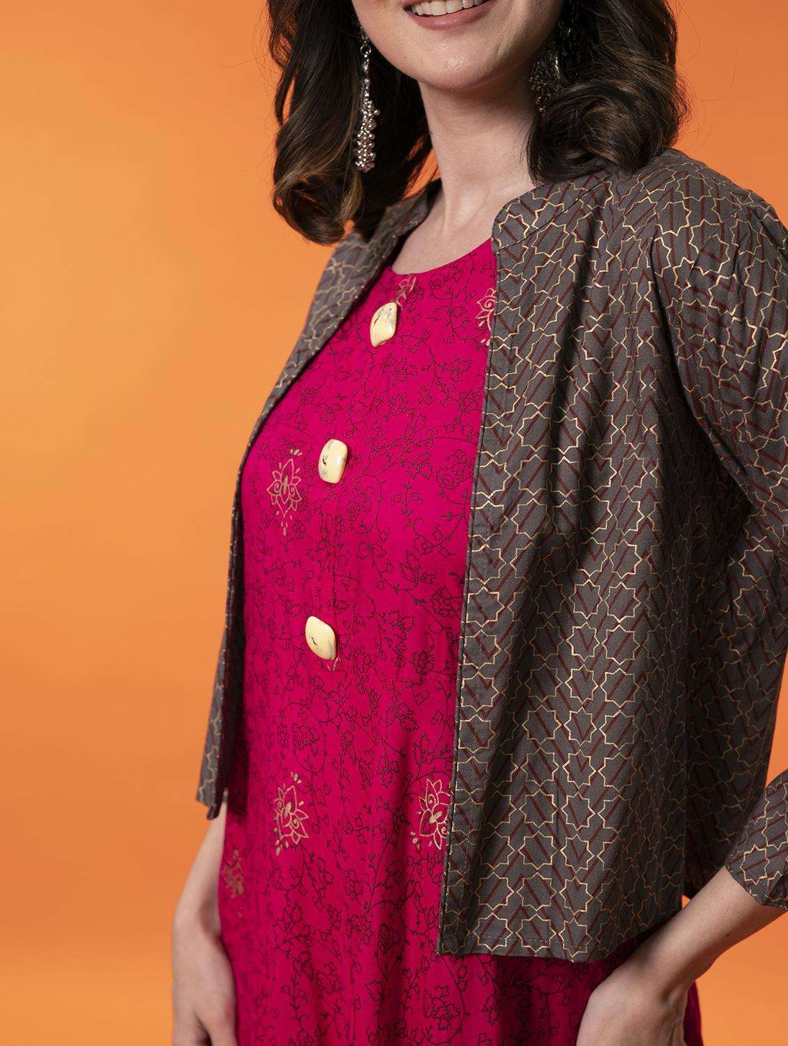 women's kurta with jacket kurta - 19693700 -  Standard Image - 1