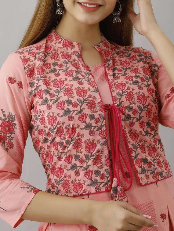 Women Mandarin Collar Printed Flared Dress - 19693704 -  Standard Image - 1