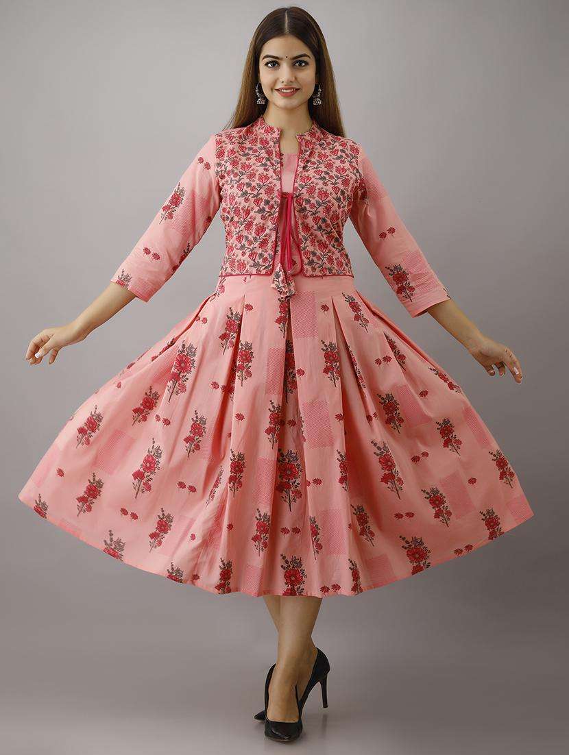 Women Mandarin Collar Printed Flared Dress - 19693704 -  Standard Image - 4