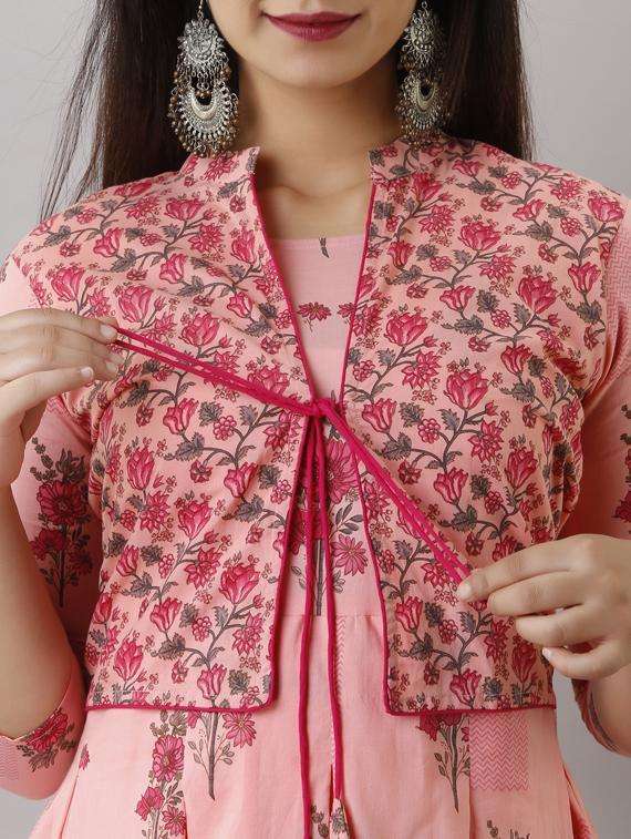 Women Mandarin Collar Printed Flared Dress - 19693704 -  Standard Image - 6