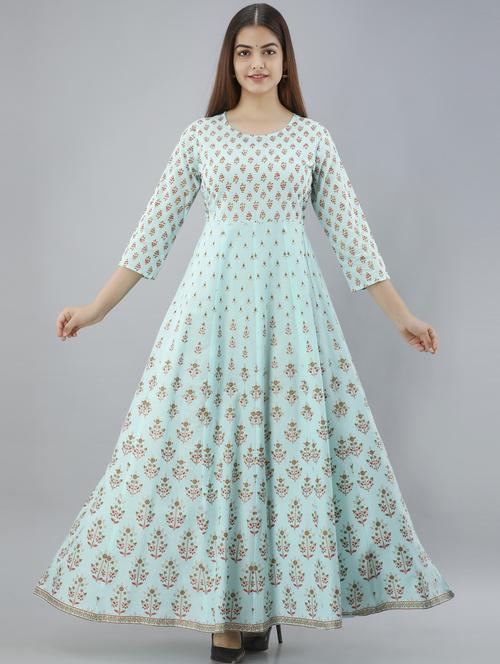 women round neck printed flared kurta - 19693720 - Standard Image - 0
