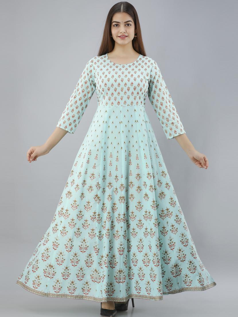 women round neck printed flared kurta - 19693720 - Zoom Image - 0