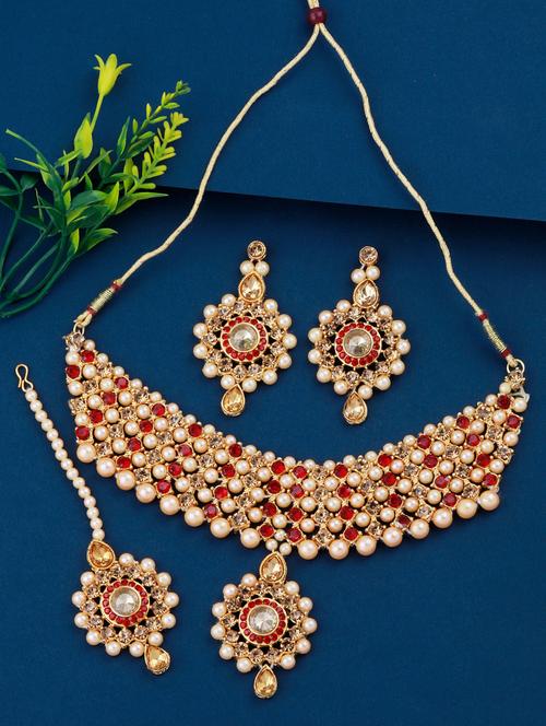 gold brass necklaces and earring - 19693781 - Standard Image - 0