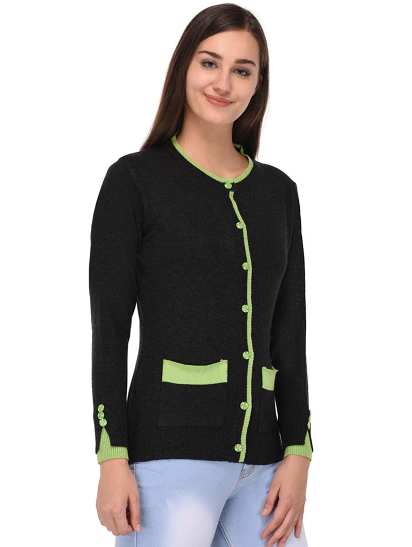 round neck color block cardigan - 19694789 - Standard Image - 1