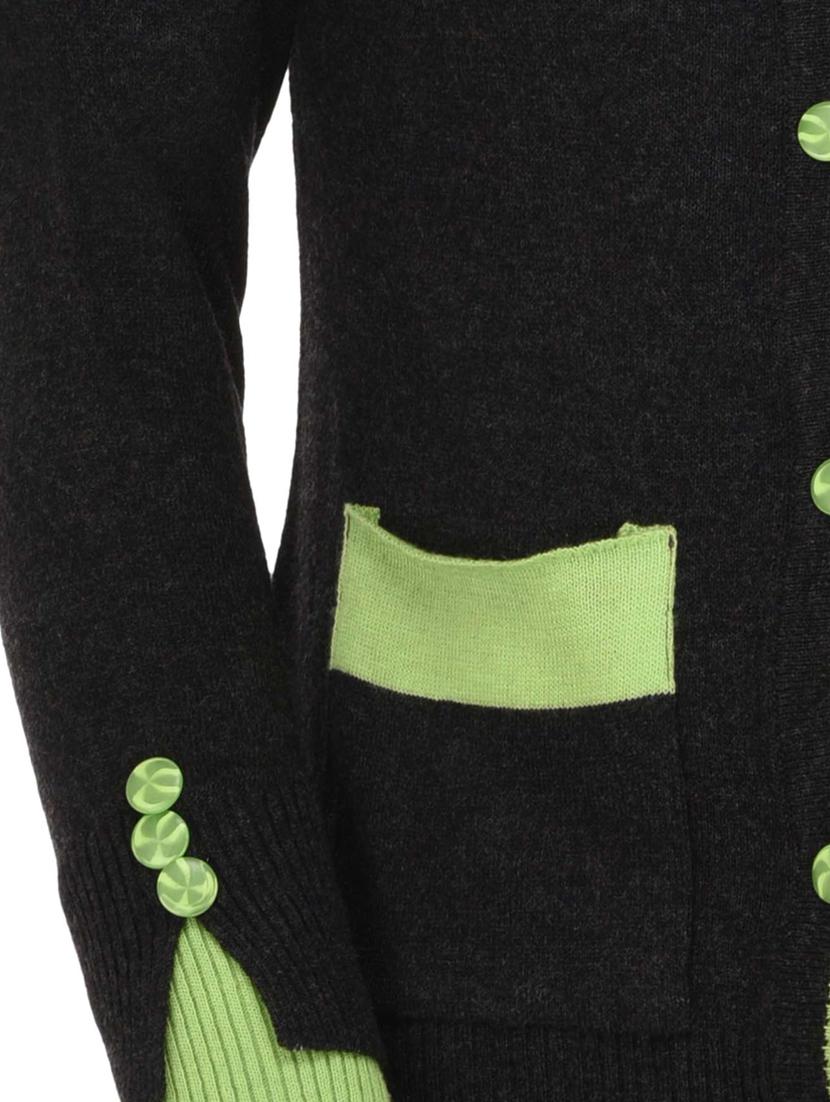 round neck color block cardigan - 19694789 - Standard Image - 4