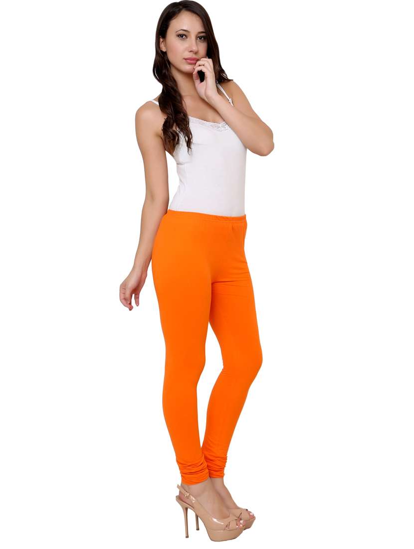 orange cotton blend leggings - 19694885 - Standard Image - 1