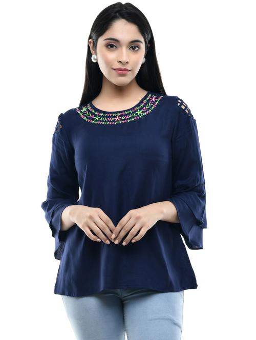 women's peplum round neck top - 19695329 - Standard Image - 0