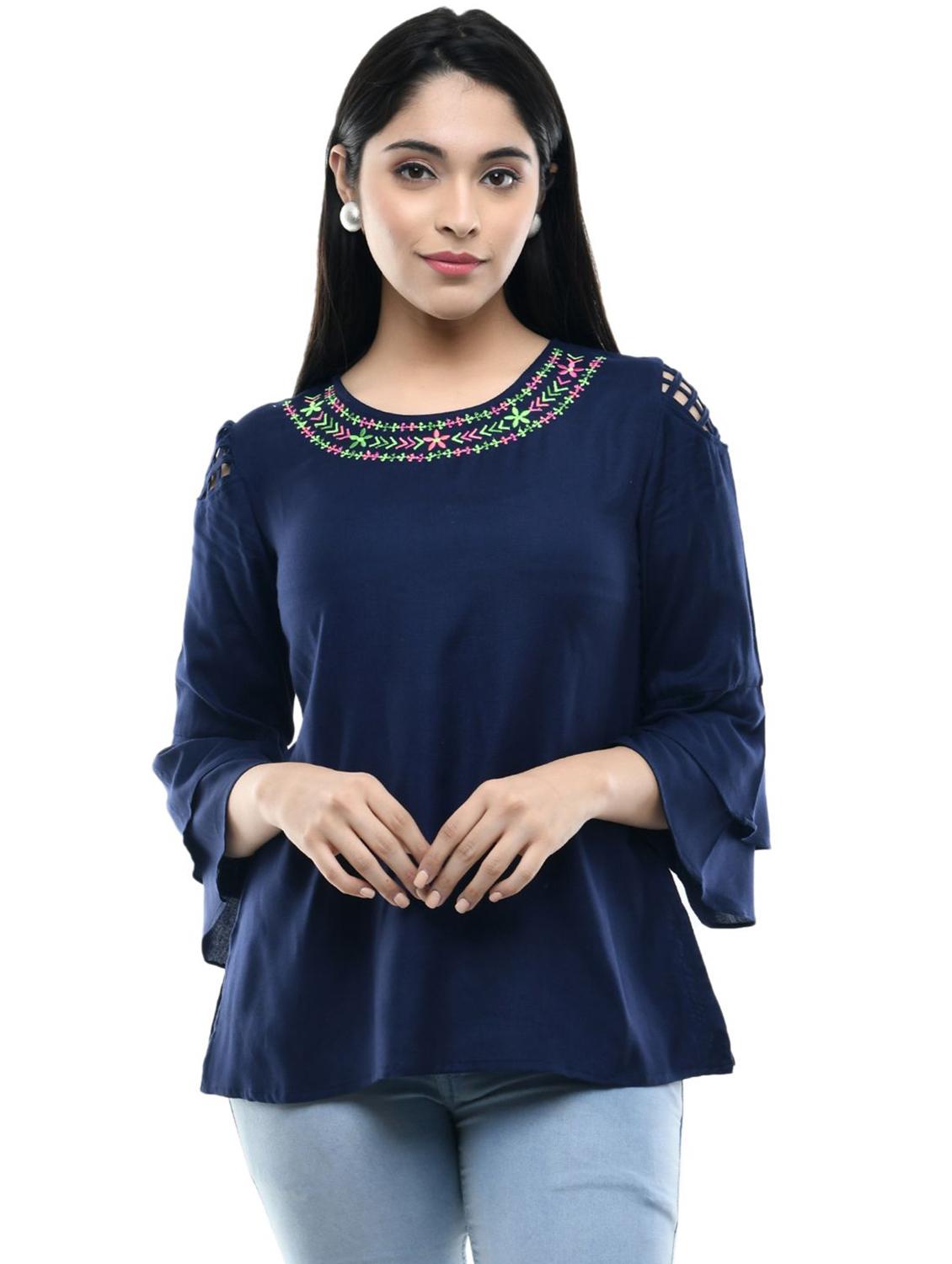women's peplum round neck top - 19695329 - Zoom Image - 0