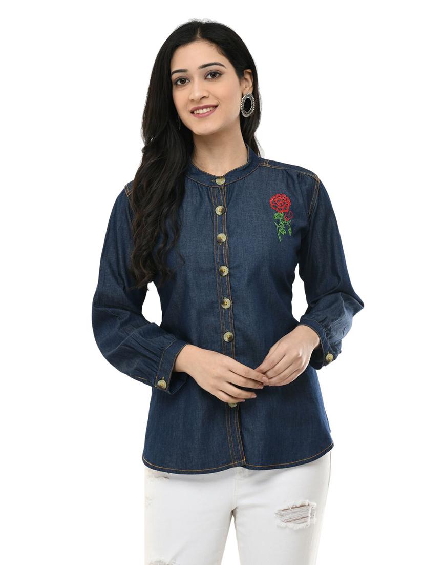 women's straight mandarin neck top - 19695343 - Zoom Image - 0