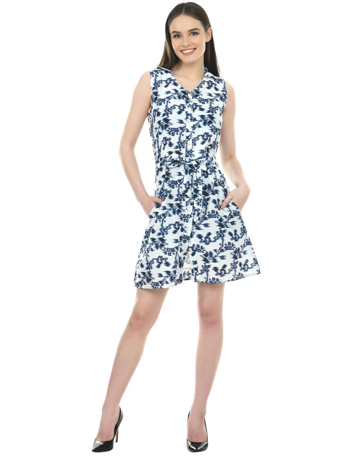 women's fit & flare leaf print dress