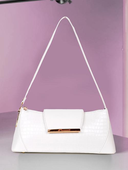 white leatherette (pu) handbag - 19695694 -  Standard Image - 0