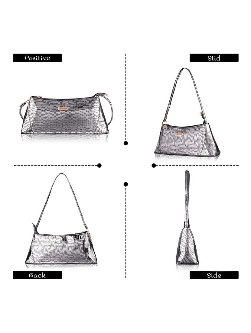 silver leatherette (pu) handbag - 19695700 -  Standard Image - 1