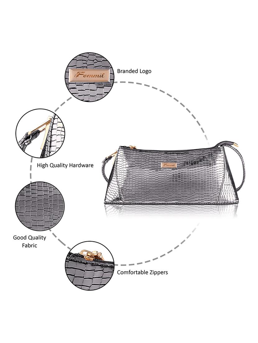 silver leatherette (pu) handbag - 19695700 - Standard Image - 4
