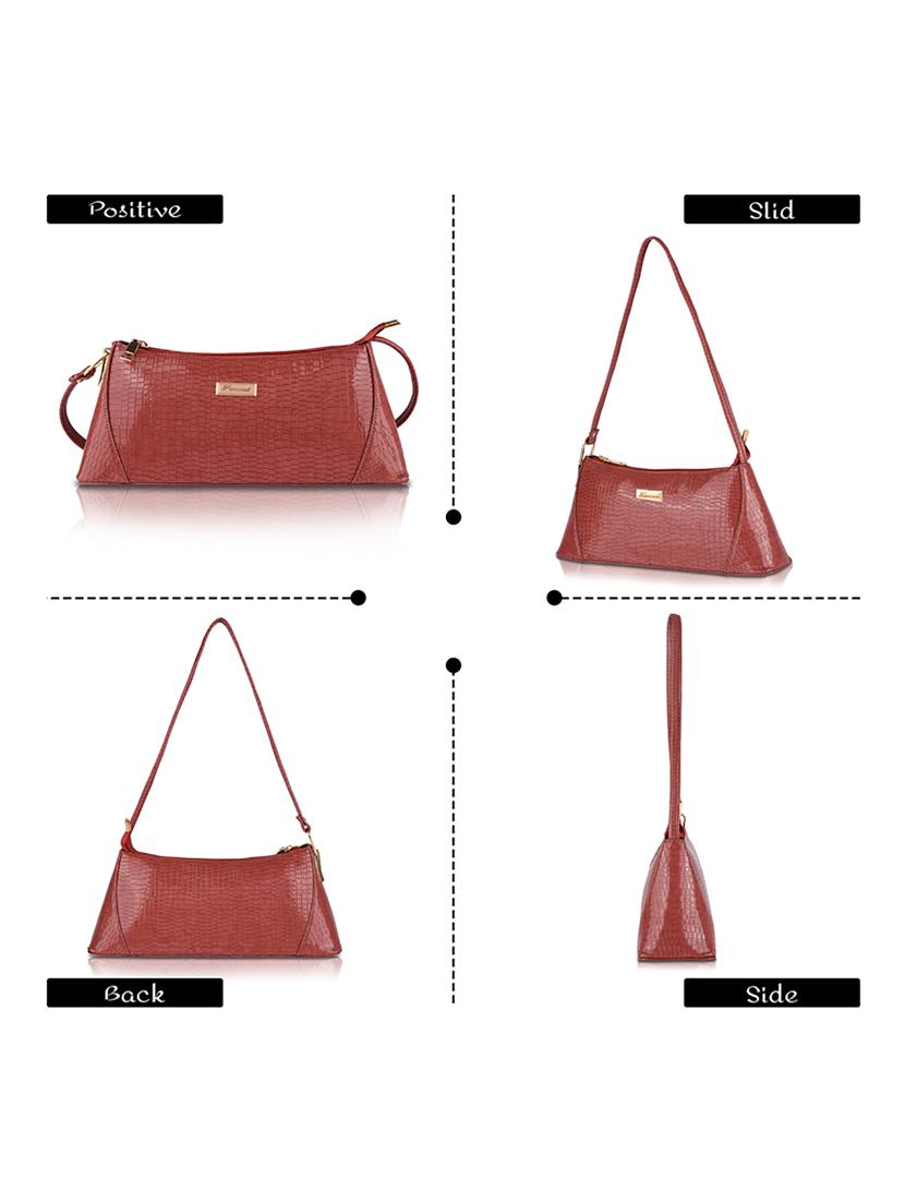 maroon leatherette (pu) handbag - 19695701 - Standard Image - 1