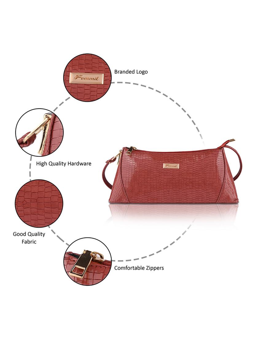 maroon leatherette (pu) handbag - 19695701 - Standard Image - 4