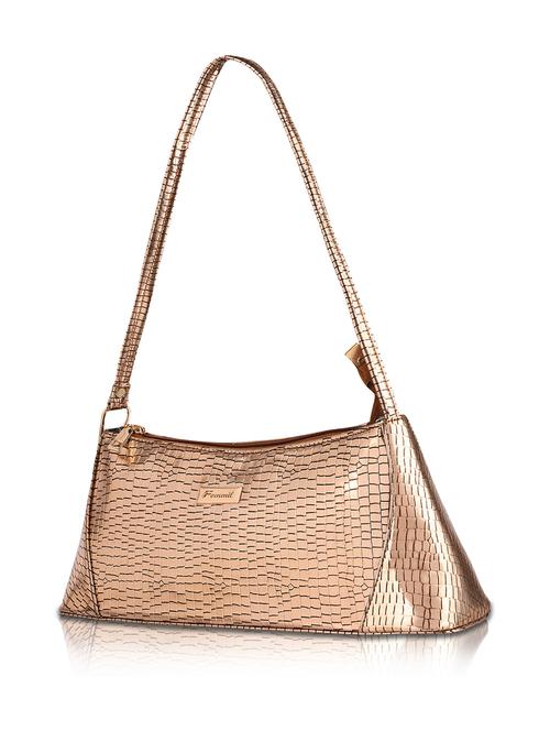 gold leatherette (pu) handbag - 19695702 - Standard Image - 0
